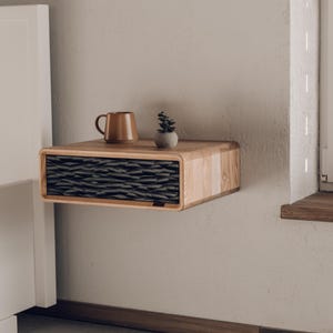 Floating nightstand Wall mounted bedside table  Modern floating wooden bedside table shelf drawer Nightstand Shelf Bedside Shelf Minimalist