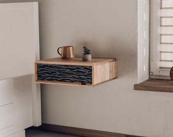 Floating Nightstand, Wall Mounted Bedside Table, Oak Night Stand, Modern Minimalist Furniture, Small Bedroom Shelf