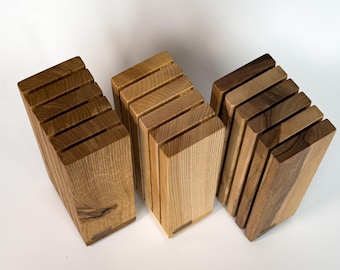 Bloque magnético de madera para 6 cuchillos. Solución de almacenamiento moderna para la cocina. Diseño seguro y elegante. Ideal para cualquier interior de cocina. Roble.