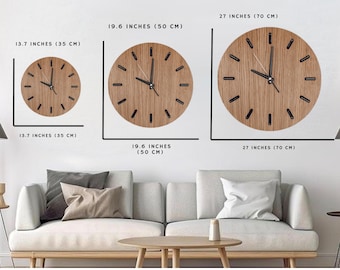 Reloj de pared silencioso de madera de fresno hecho a mano, reloj minimalista de madera, decoración de pared moderna, reloj para sala de estar, estilo escandinavo, regalo para el Día del Padre