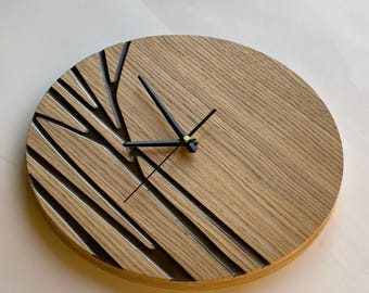 Reloj de Pared Silencioso Hecho a Mano Regalo de Cumpleaños Reloj Redondo Analógico de Fresno Decoración Moderna Minimalista