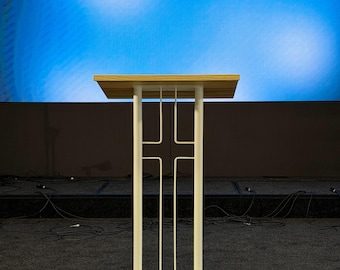 Modern Church Lectern, Ash Wood Pulpit Stand, Podium with Cross, Wooden Bible Stand, Minimalist Church Furniture