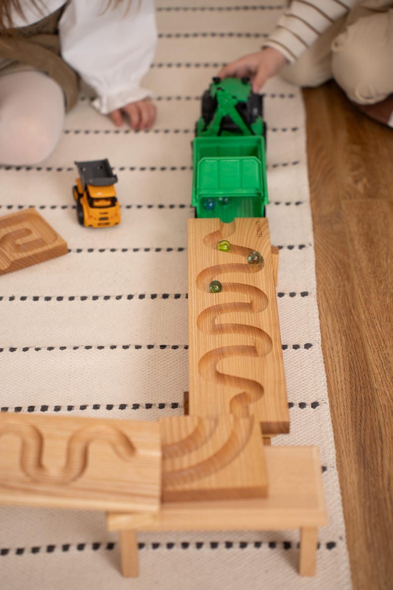 Wooden Marble Run Toy, Oak Ball Track Montessori Toy, Kids Learning Toy ...