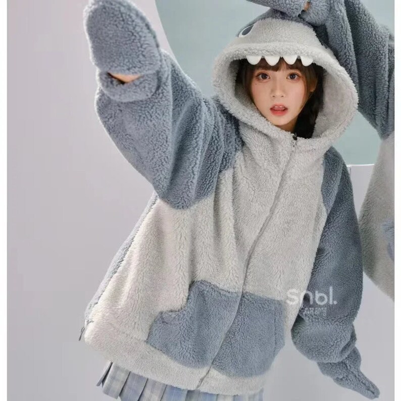 Kawaii Shark Shape Hoodie Cute & Funny Korean Fashion Coat for Women ...