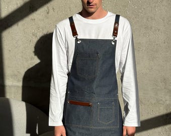 Apron for Men, Custom Handmade Jeans Apron, Waitress Apron For Work