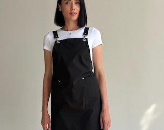 Avental impermeável com alças cruzadas nas costas e bordado personalizado, avental de cozinha feminino ajustável, avental de cozinha profissional.