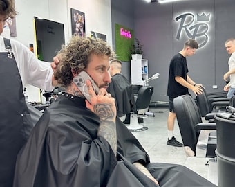 Capa de barbero con logotipo, capa impermeable para peluquero, capa profesional para estilista, bata de barbero personalizada.