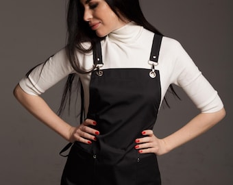Delantal personalizado: diseño bordado personalizado, delantal de peluquero, delantal de cerámica personalizable, delantal de barista con su logotipo, delantal de cocina