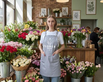 Personalized Florist And Gardening Apron, Embroidered Pinafore Apron Dress With Pockets, Gift For Women