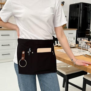 Pocket Belt Waist Apron for Servers - Restaurant Waiter Gift, Half Apron with Money Pocket, Waist Pouch, Waiter Wallet, Restaurant Must-Have
