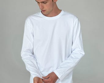 Custom Men's Long Sleeve Shirt, Personalized Cotton Tee, Casual Comfort Gift for Him