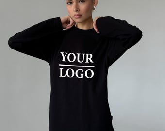 Custom damesshirt met lange mouwen – persoonlijk logo, katoenmix