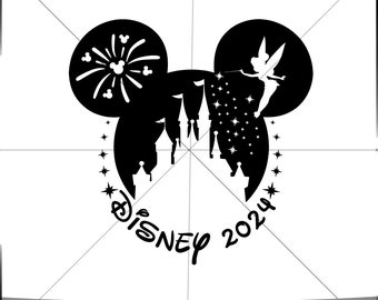 Mickey Ears Tinker Bell Castle, Mickey, 2024 - Silhouettes Digital Download, SVG, PNG, Cricut, Silhouette Cut File, Vector Instant Download