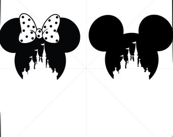 Lot de svg château, princesse svg, clipart château, coeur tête de Mickey, svg royaume magique, fichiers coupés pour la silhouette cricut, lot png château