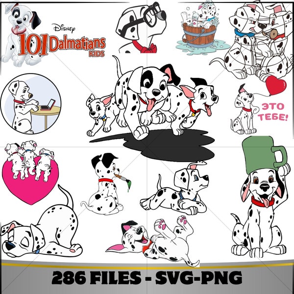 286 Files Svg Bundle, 101 dalmatians, Dog PNG, Cute Dog Clipart, Cricut, Cut files, Digital Vector File, Cut File For Cricut, Eps, Png, Dxf