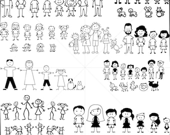 Bundle famille SVG Bundle famille coupe fichiers énorme paquet de Stick Figure Svg Stick famille clipart téléchargement immédiat, fichiers coupés pour cricut