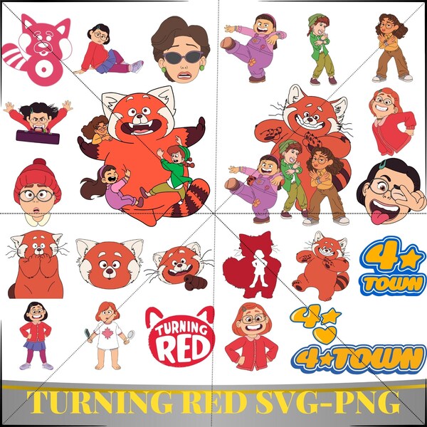 Turning Red Svg Bundle, Turning Red Png, Turning Red Clipart, Red Panda Svg, 4 Town Svg, Turning Red Birthday, Svg cricut, Instant Download