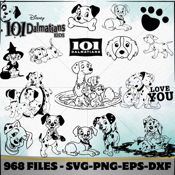 968 Files Svg Bundle, 101 dalmatians, Dog PNG, Cute Dog Clipart, Cricut, Cut files, Digital Vector File, Cut File For Cricut, Eps, Png, Dxf