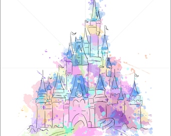 Watercolor Magical Kingdom Png, Mouse Ear Castle Png, Retro Colorful Castle Png, Sublimation Design Png, Magic Kingdom Png, Instant Download