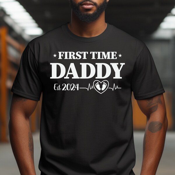 First Time Daddy New Dad Est 2024 Shirt Svg,  Instant Download, New Dad T-shirt Design, Pregnancy Announcement Shirt Png, First Time Dad PNG