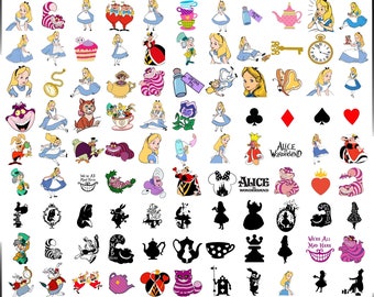 399 Files Alice in Wonderland SVG Bundle, Alice SVG, Princess svg, Alice in Wonderland Clipart, Alice in Wonderland digital download