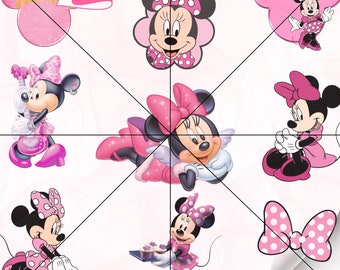 24 Pink Minnie Mouse SVG Cliparts, 24 PNG Cliparts, Bow, Dot Bow, Daisy, Cricut, silhouette, Pink, Instant download