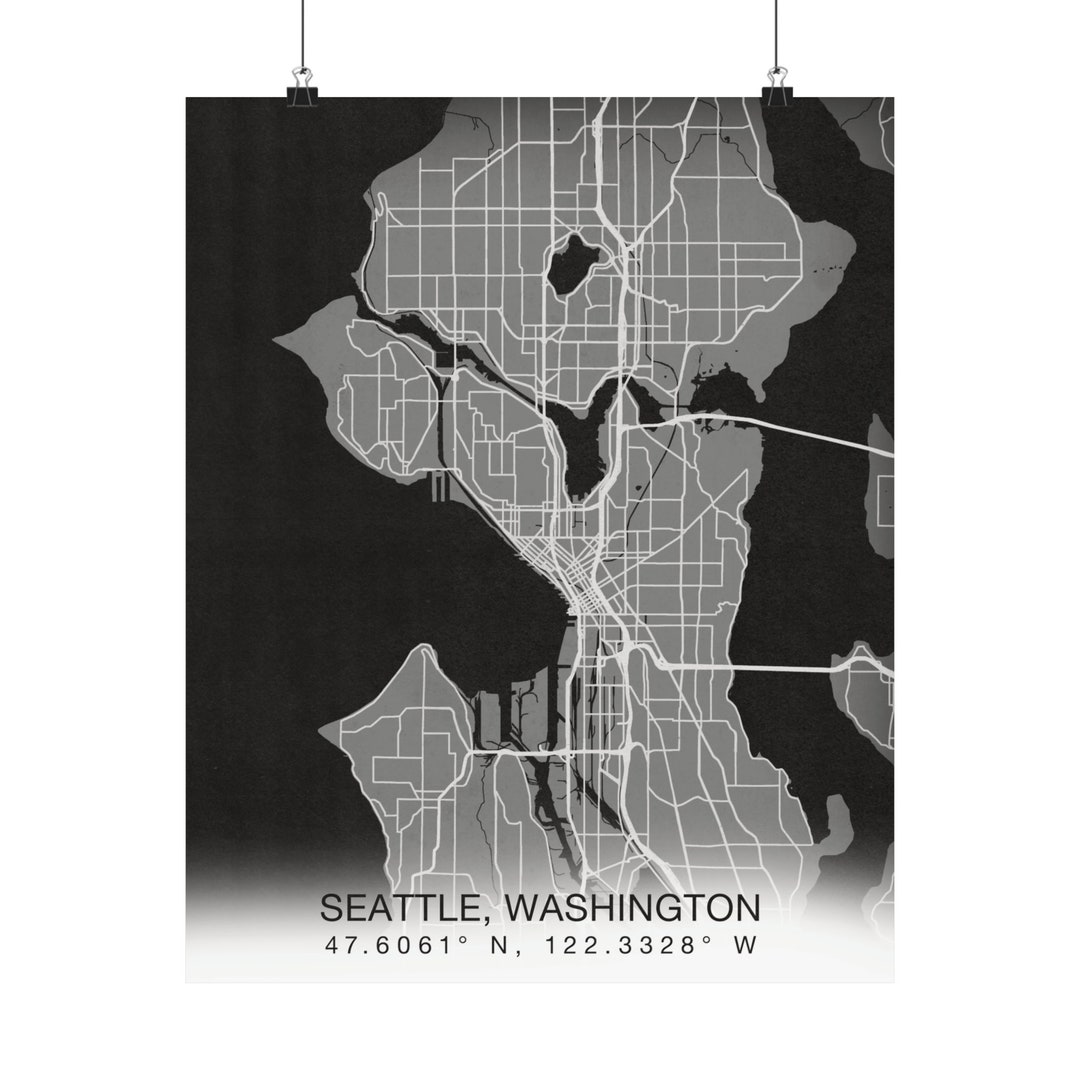 Seattle Washington Map Print Poster | Seattle Washington Map Print ...