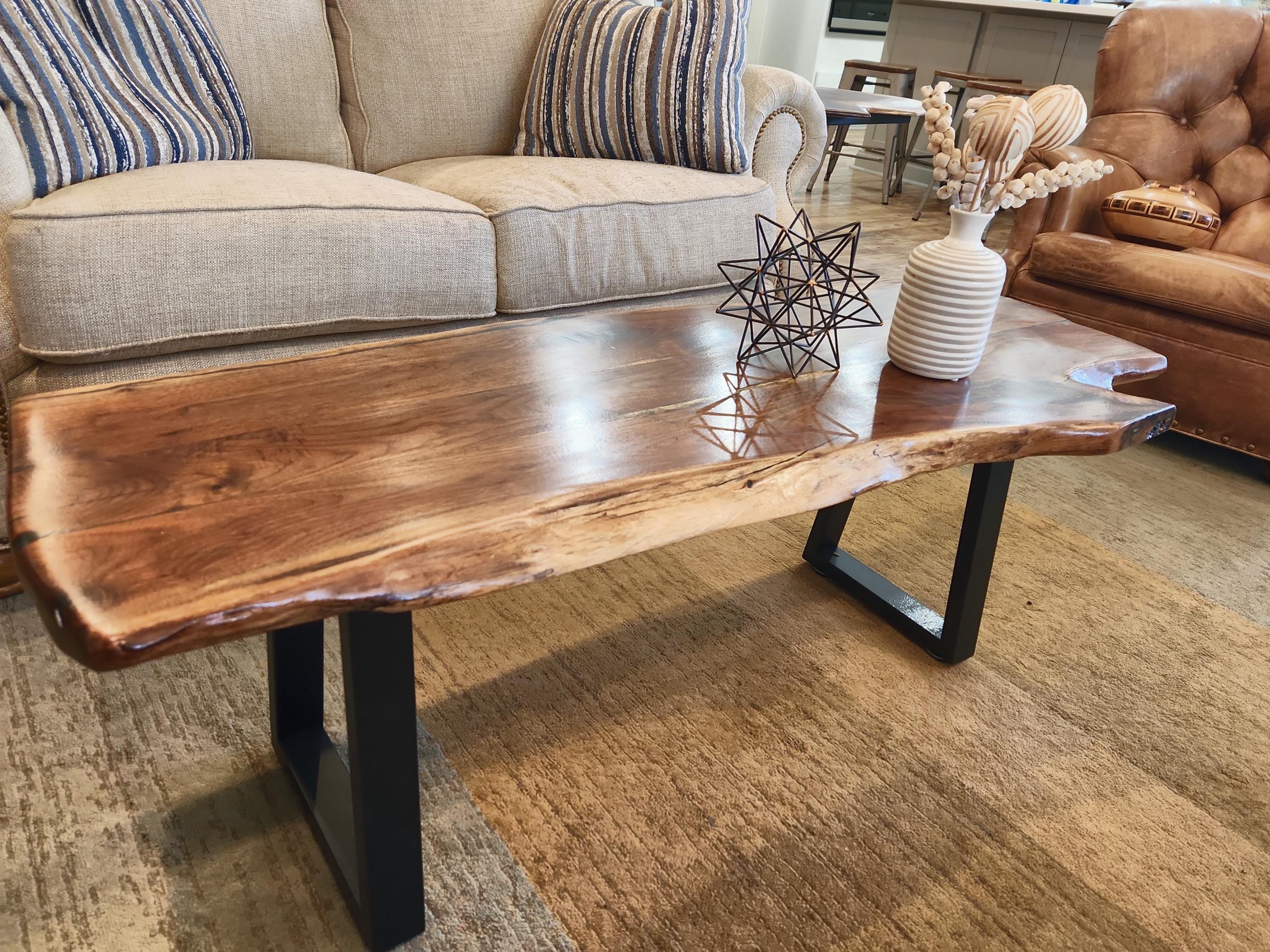 Picture of Live Edge Coffee Table Black Walnut Coffee Table, Industrial Metal Legs ...