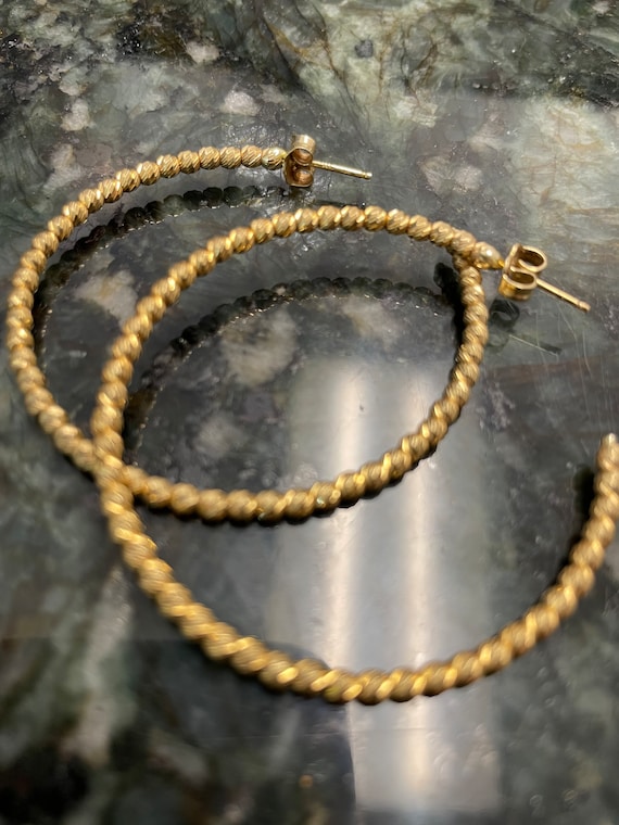 14K Yellow Gold 1 3/4” Hoop earrings