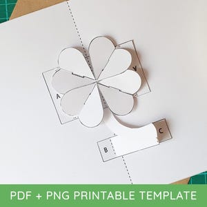 Four-Leaf Clover Printable Pop-Up Card Mechanism - DIY Template as Digital Download