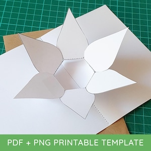Mecanismo de tarjeta desplegable imprimible con flores: plantilla de tarjeta desplegable DIY como descarga digital