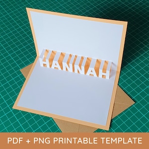 Hannah Name Pop-Up Kartendesign - DIY Kirigami Template Kit als digitaler Download