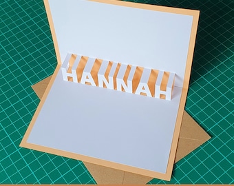 Hannah Name Pop-Up Kartendesign - DIY Kirigami Template Kit als digitaler Download