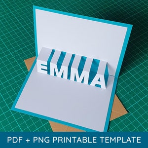 Emma Name Pop-Up Kartendesign - DIY Kirigami Template Kit als digitaler Download