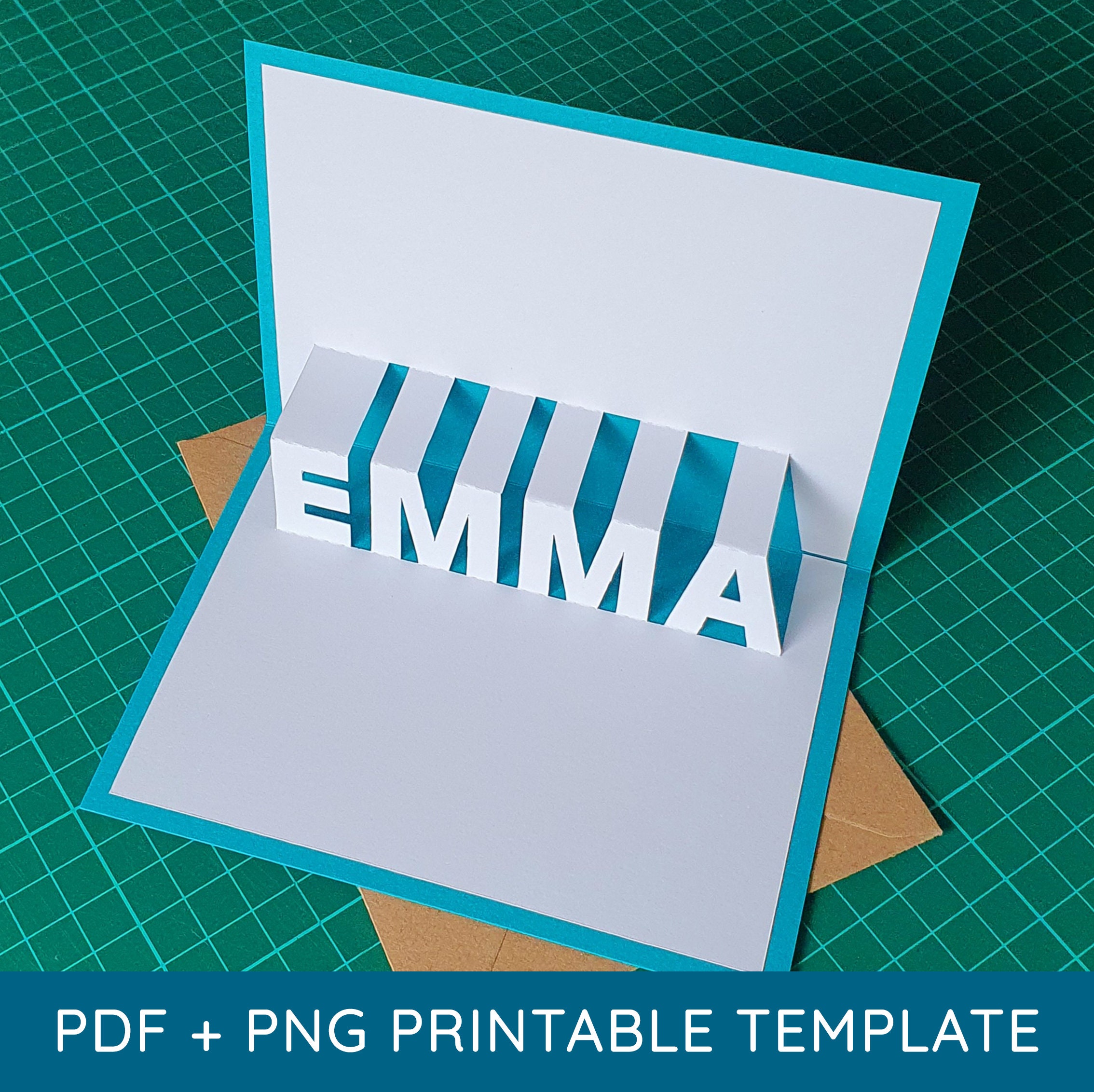 Emma Name Pop-Up Kartendesign - DIY Kirigami Template Kit als digitaler Download