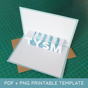 Tysm Name Pop-Up Kartendesign - DIY Kirigami Template Kit als digitaler Download