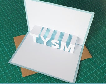 Tysm-naam afdrukbaar pop-upkaartontwerp - DIY Kirigami-sjabloon als digitale download