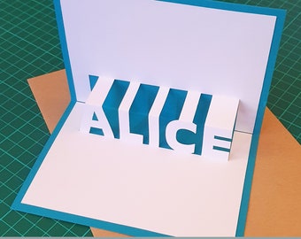 Alice Name Printable Pop-Up Card Design - DIY Kirigami Template as Digital Download
