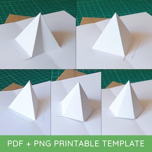 Printbare pop-upkaart met piramides - DIY pop-upkaartsjabloon als digitale download