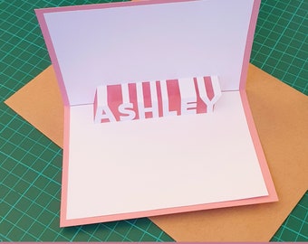 Ashley naam afdrukbaar pop-up kaartontwerp - DIY Kirigami-sjabloon als digitale download