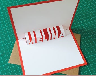 Melina Naam Afdrukbaar Pop-Up Kaartontwerp - DIY Kirigami-sjabloon als digitale download