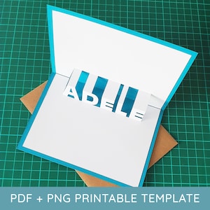 Design de carte pop-up imprimable Adele Name - Kit de modèle DIY Kirigami en téléchargement numérique