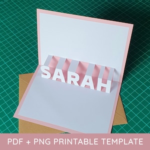 Sarah Name Pop-Up Kartendesign - DIY Kirigami Template Kit als digitaler Download