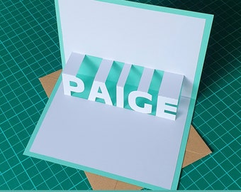 Paige Name Pop-Up Kartendesign - DIY Kirigami Template Kit als digitaler Download
