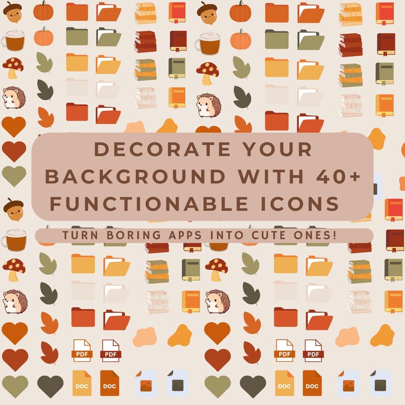 Customizable Desktop Organizing Wallpaper and Icon Set | Fall Theme ...