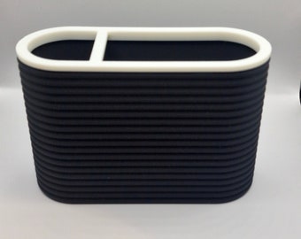 Modern Bathroom Organiser -  Black And White Toothbrush Holder - Homemade Bathroom Caddy - Contemporary Sink Organiser - Bathroom Gift Idea