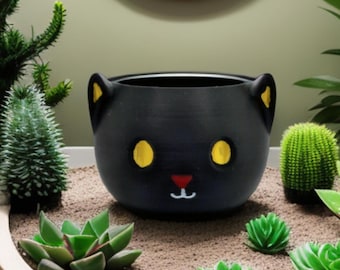 黒猫多肉植物プランター - プラスチック製猫好きへのギフト
