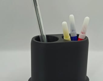 Organizador de mesa preto: porta-canetas moderno com 2 compartimentos