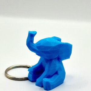 Cute Elephant Keyring - Plastic Animal Keychain, Small Elephant with Trunk Up, Adorable Gift for Animal Lovers, Cute Keychain Accessory