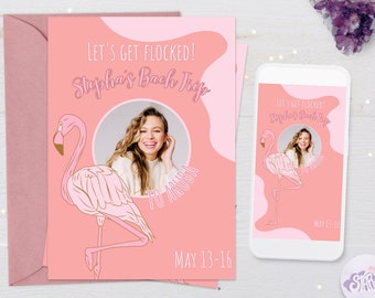 Let's Get Flocked - Flamingo Junggesellinnenabschied Reiseplan - Canva Vorlage